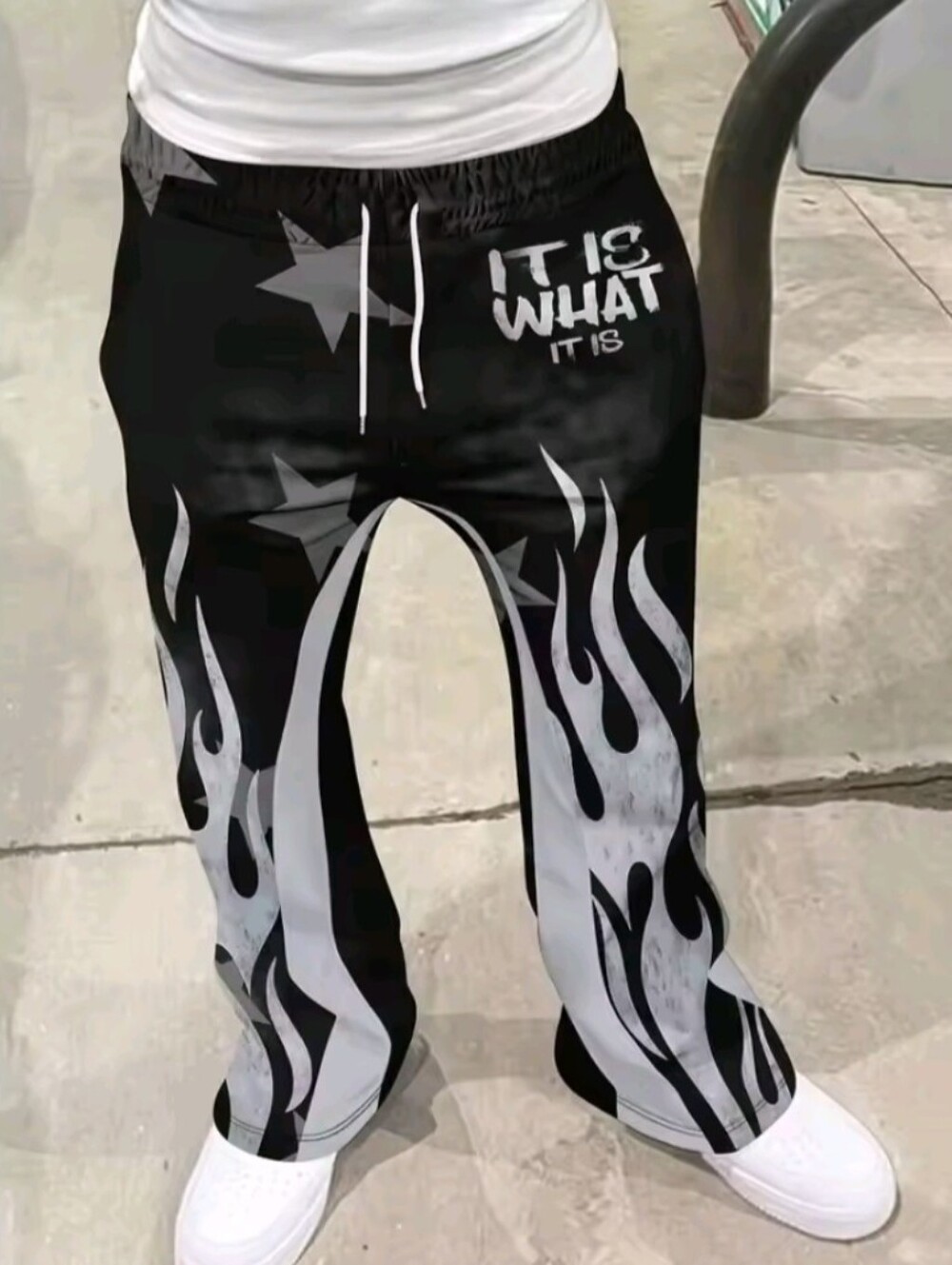 Men's Streetwear Flared Pants Star Graffiti Print Trousers